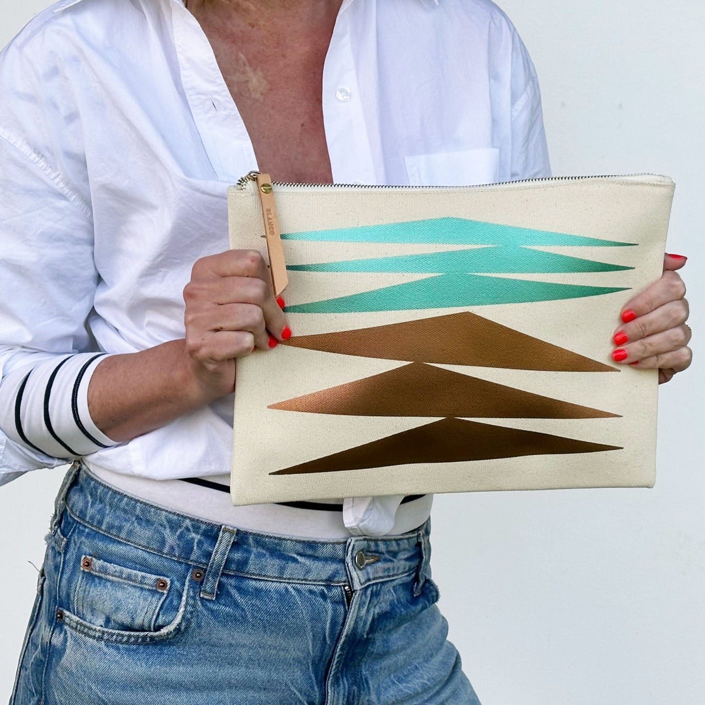 Metallic Green and Copper Marion Pouch - Blanco Bags