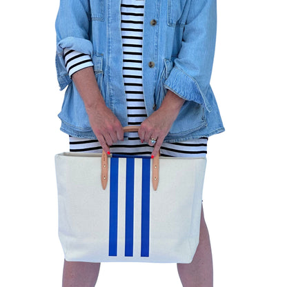 Blue Stripe Tote - Blanco Bags