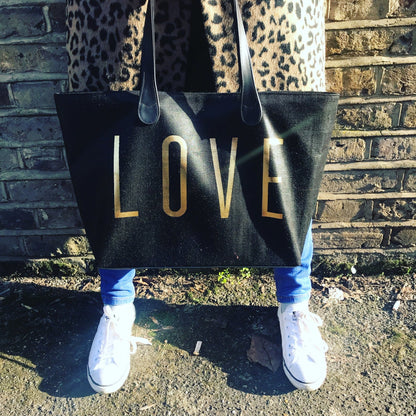 Love Shopper - Black with gold foil - Blanco Bags