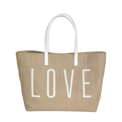 Love Shopper - Tan With White Foil - Blanco Bags