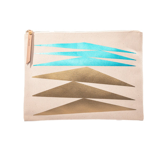 Neon Blue and Metallic Gold Marion Pouch - Blanco Bags