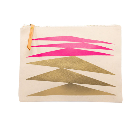 Neon Pink and Metallic Gold Marion Pouch - Blanco Bags