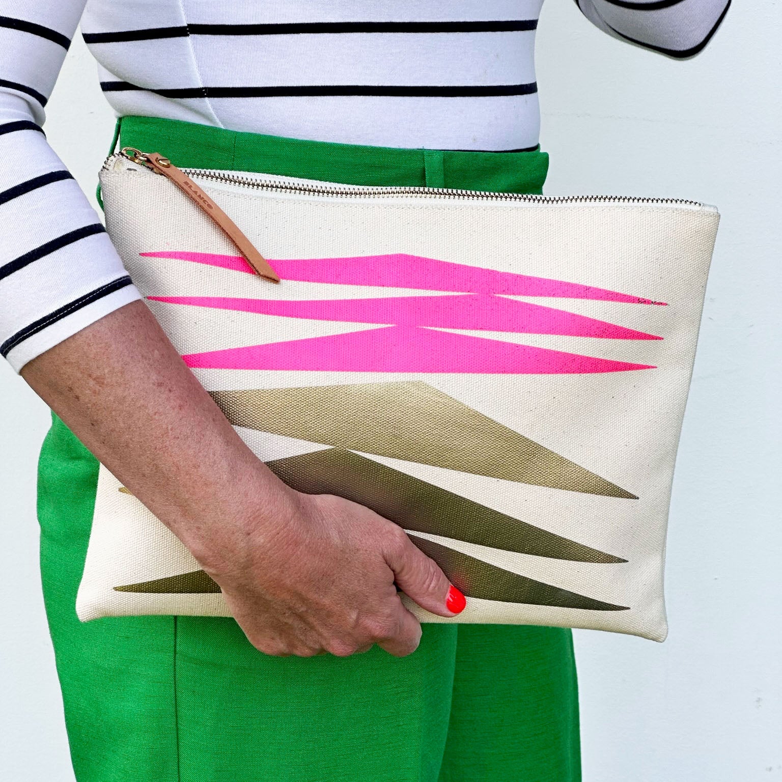 Neon Pink and Metallic Gold Marion Pouch - Blanco Bags