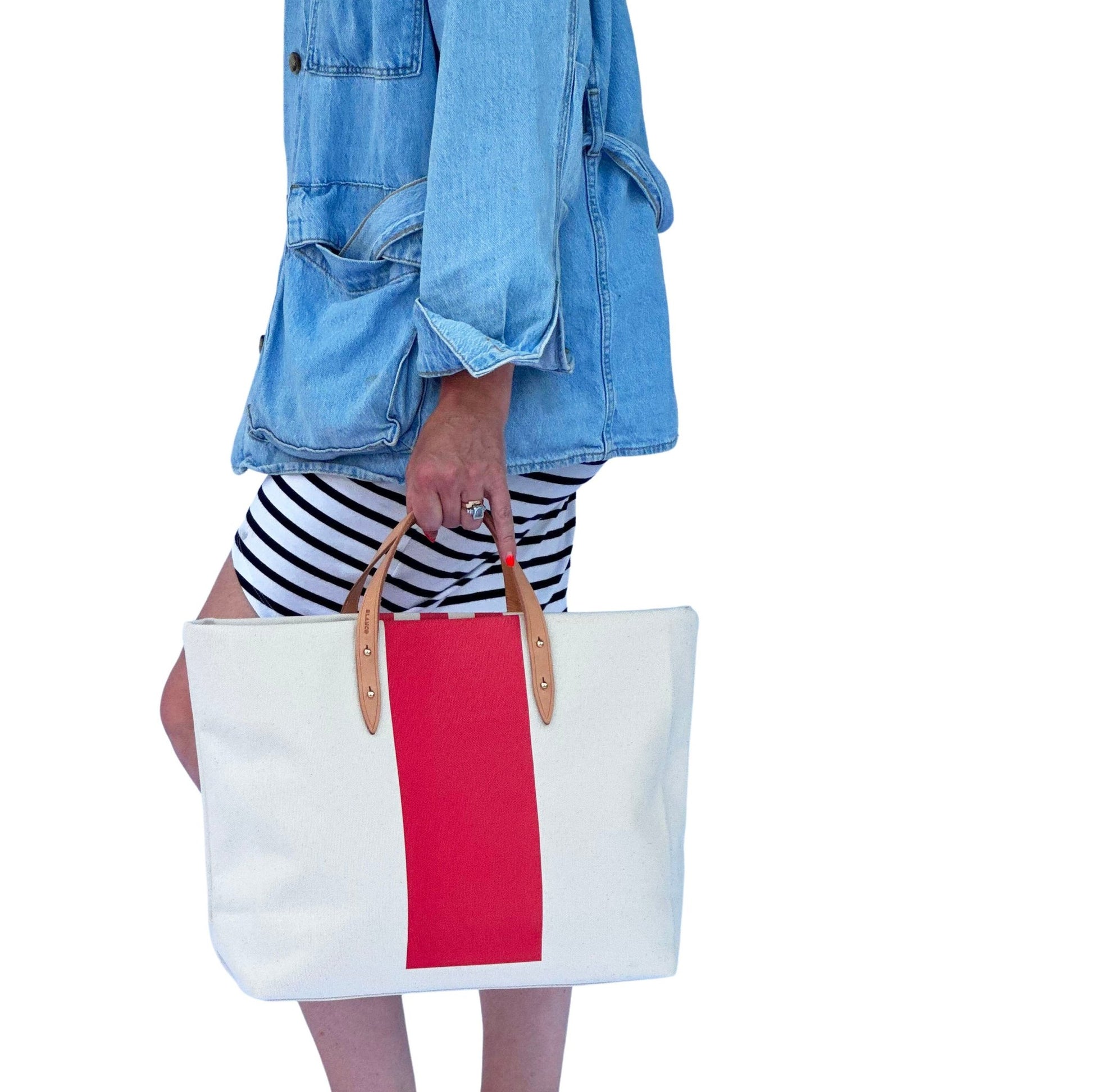 Red Stripe Tote - Blanco Bags