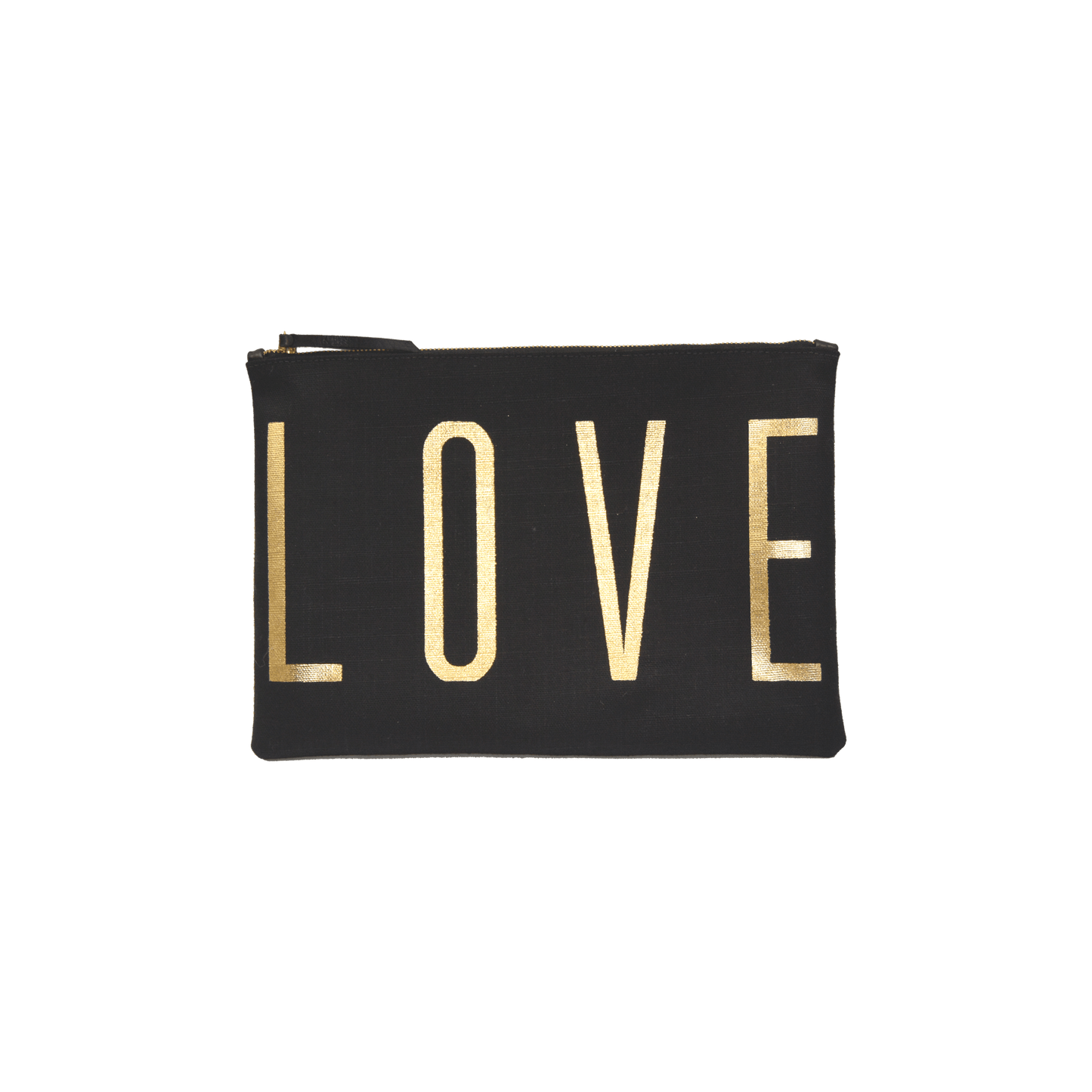 Small Love Pouch - Black With Gold Foil Love - Blanco Bags