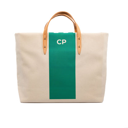 Stripey Tote - Medium Green - Blanco Bags