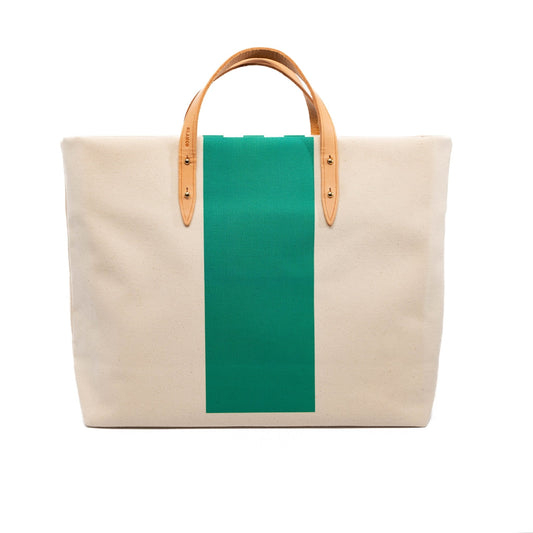 Stripey Tote - Medium Green - Blanco Bags