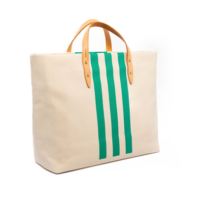 Stripey Tote - Medium Green - Blanco Bags